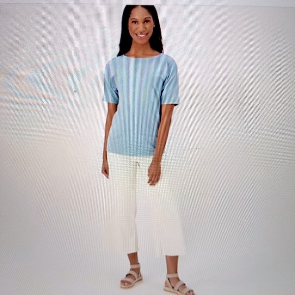 Denim & Co.Sz XL Essentials Textured Knit Boat-Neck Elbow Sleeve Top/Dk Olive - Picture 6 of 6